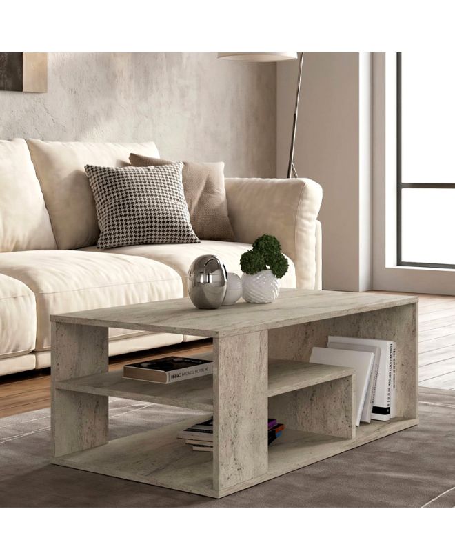 Τραπεζάκι σαλονιού Abdera Megapap χρώμα travertine 110x60x42εκ.