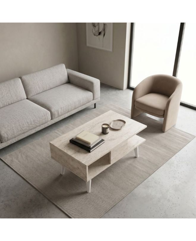 Τραπεζάκι σαλονιού Andros Megapap χρώμα travertine 90x54x39,6εκ.