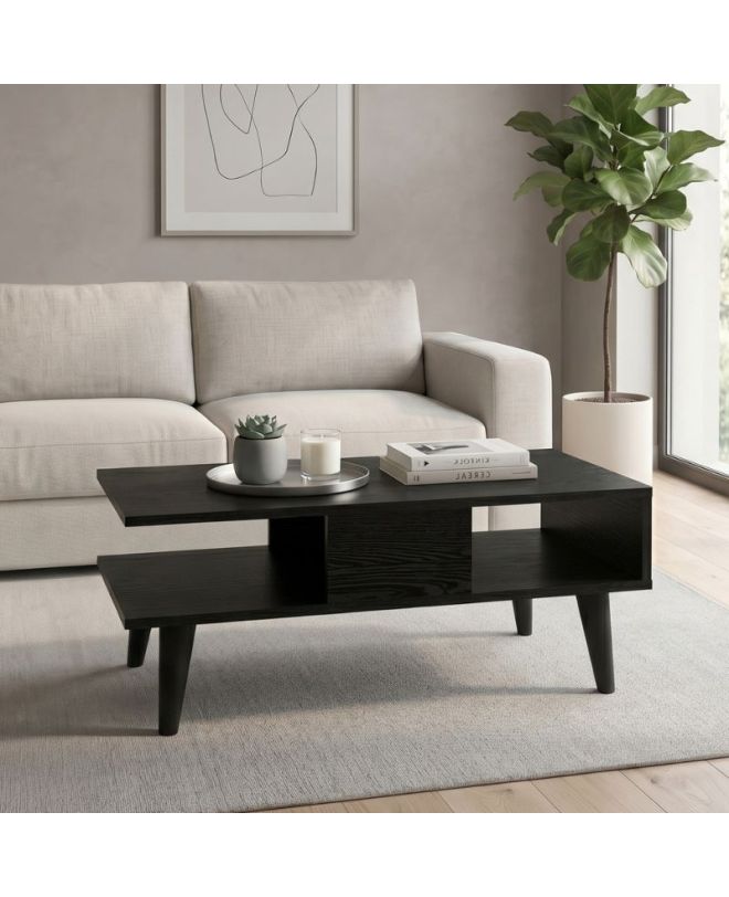 Τραπεζάκι σαλονιού Andros Megapap χρώμα sencron black 90x54x39,6εκ.