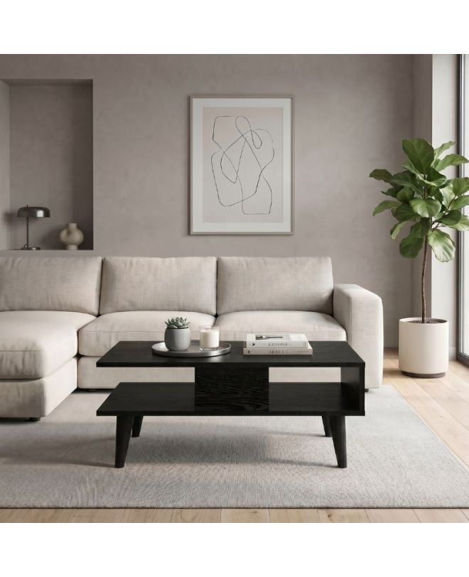 Τραπεζάκι σαλονιού Andros Megapap χρώμα sencron black 90x54x39,6εκ.