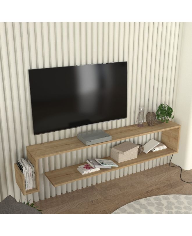 Έπιπλο τηλεόρασης επιτοίχιο Regnar Megapap χρώμα sapphire oak 168,6x25x31,8εκ.