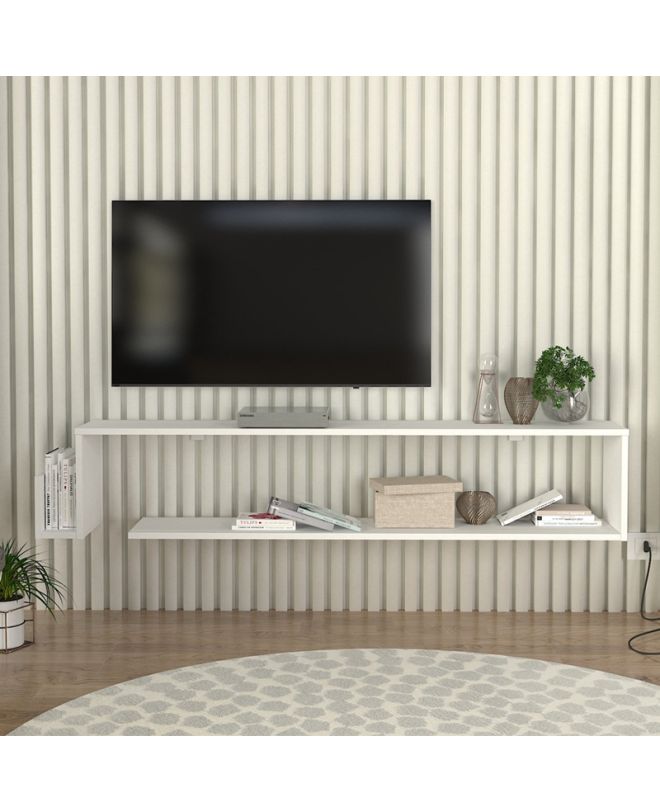 Έπιπλο τηλεόρασης επιτοίχιο Regnar Megapap χρώμα λευκό 168,6x25x31,8εκ.