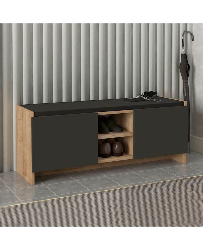 Παπουτσοθήκη Verly Megapap χρώμα sapphire oak - ανθρακί 110x33,2x43εκ.