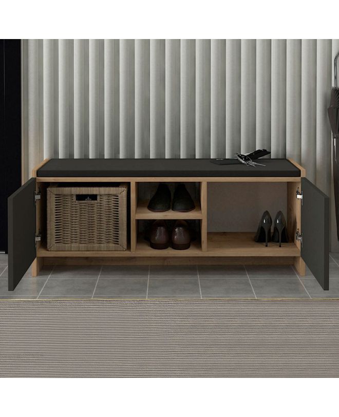 Παπουτσοθήκη Verly Megapap χρώμα sapphire oak - ανθρακί 110x33,2x43εκ.
