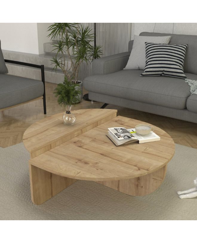 Τραπεζάκι σαλονιού Nilvia Megapap χρώμα sapphire oak Ø85x35εκ.