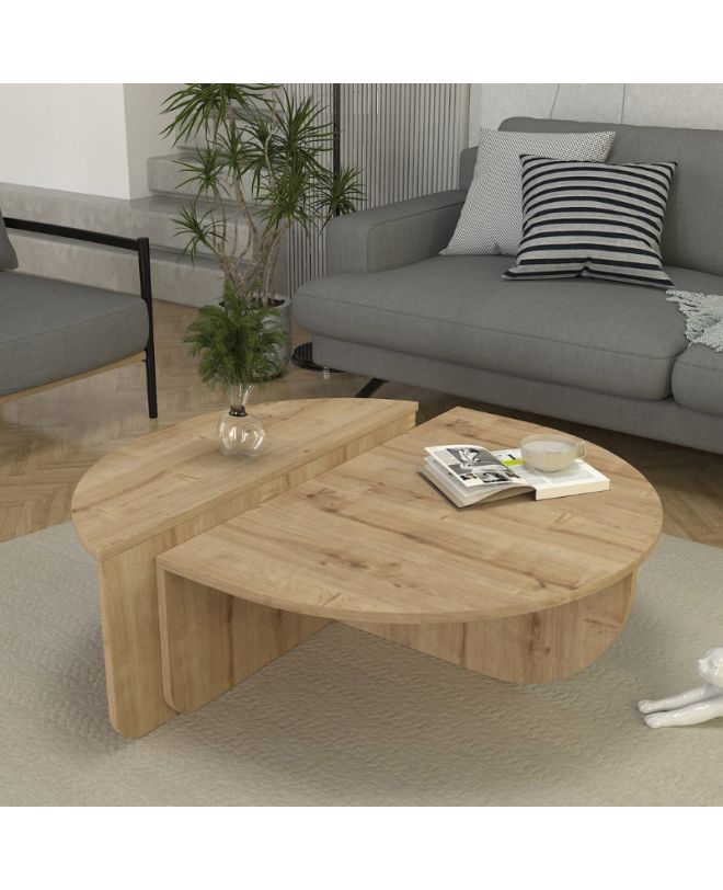 Τραπεζάκι σαλονιού Nilvia Megapap χρώμα sapphire oak Ø85x35εκ.