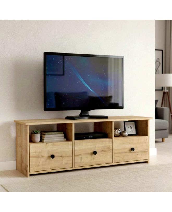 Έπιπλο τηλεόρασης Mahen Megapap χρώμα sapphire oak 140x35x49,8εκ.