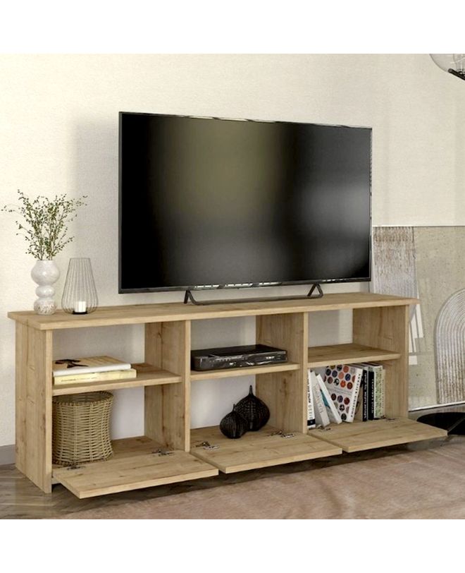 Έπιπλο τηλεόρασης Mahen Megapap χρώμα sapphire oak 140x35x49,8εκ.
