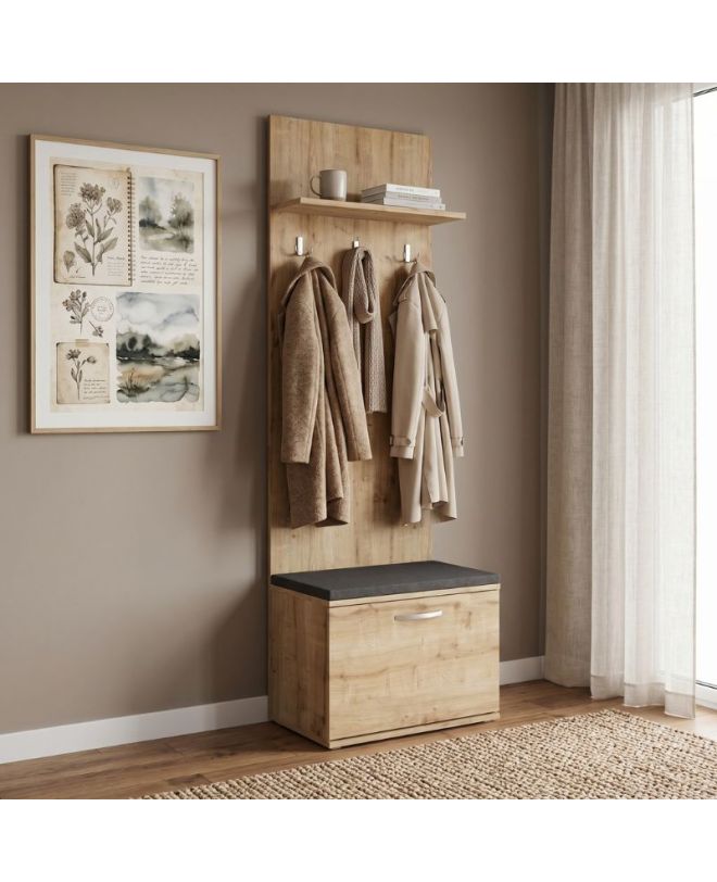 Έπιπλο εισόδου Track Megapap χρώμα sapphire oak 60x38,2x190εκ.