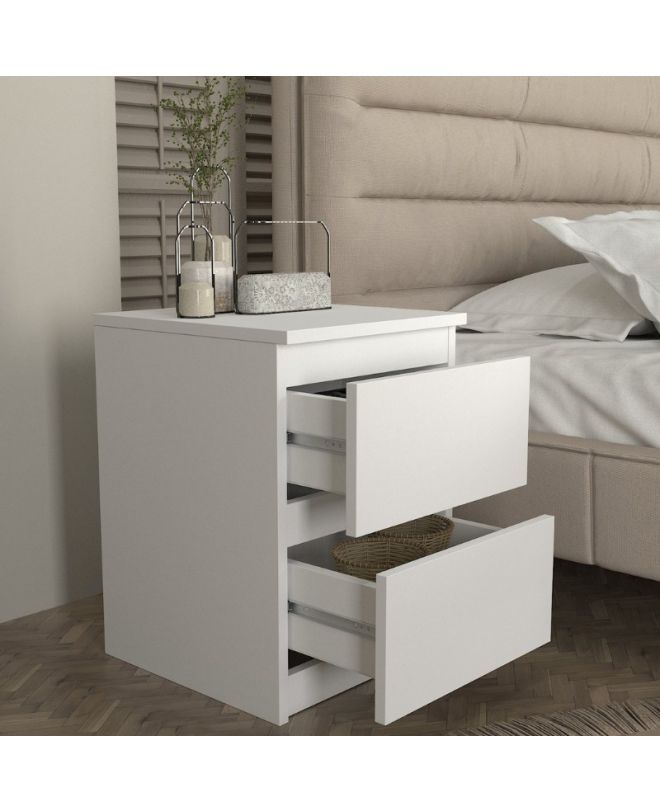 Κομοδίνο Breve Megapap χρώμα λευκό 39,8x41,8x55εκ.