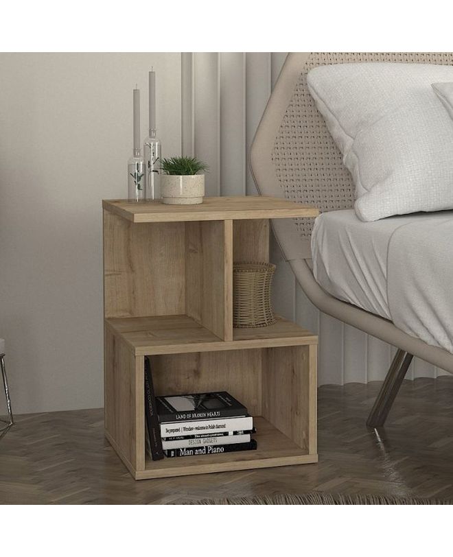 Κομοδίνο - Τραπεζάκι βοηθητικό Entiero Megapap χρώμα sapphire oak 39,8x35x54,6εκ.