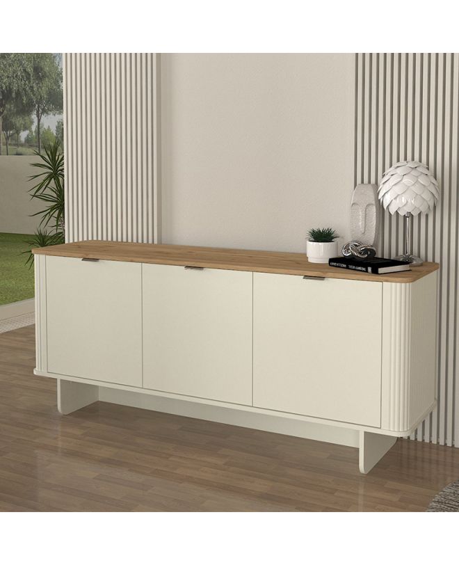Μπουφές Bohema Megapap χρώμα ivory - sepet oak 180x47x76,6εκ.