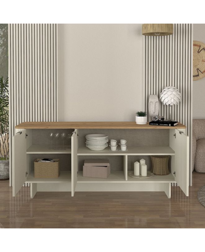 Μπουφές Bohema Megapap χρώμα ivory - sepet oak 180x47x76,6εκ.