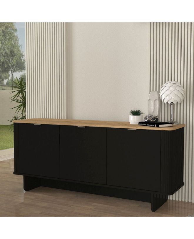 Μπουφές Bohema Megapap χρώμα μαύρο - sepet oak 180x47x76,6εκ.