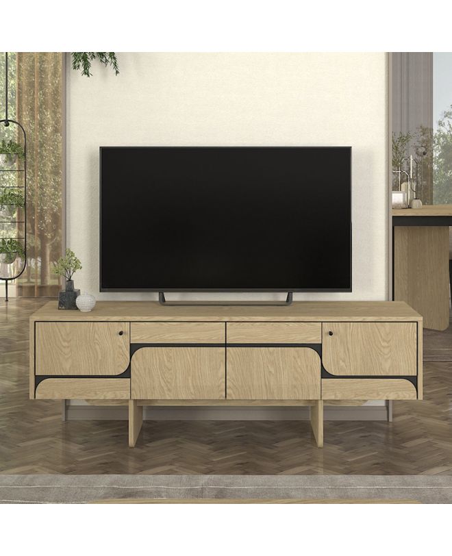 Έπιπλο τηλεόρασης Lava Megapap χρώμα rota oak - ανθρακί 150x35x51,3εκ.