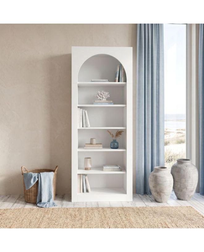 Βιβλιοθήκη Voila Megapap χρώμα λευκό 74x35x180εκ.