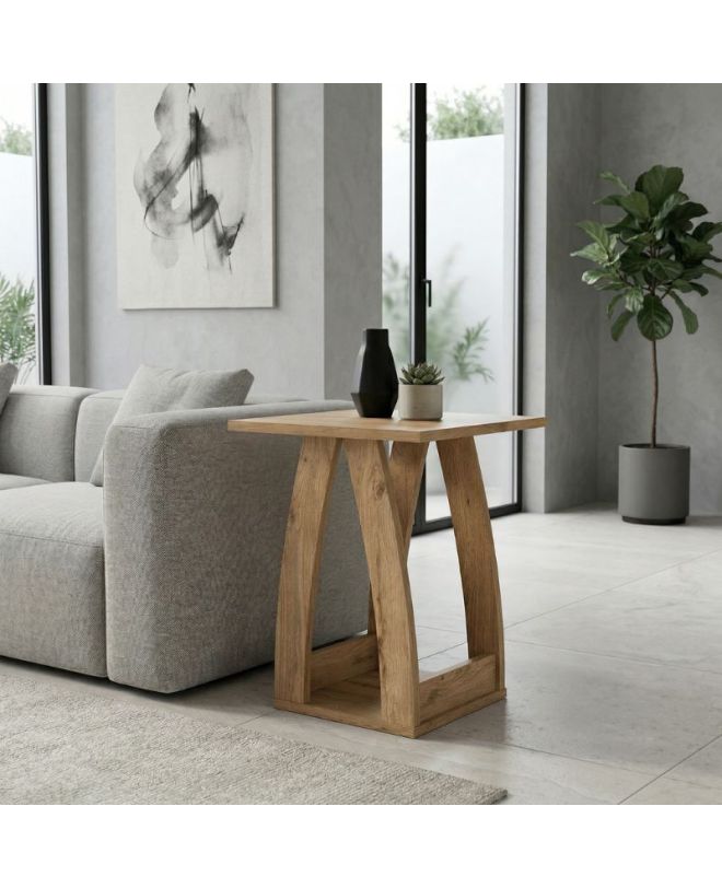 Τραπεζάκι βοηθητικό - Κομοδίνο Deros Megapap χρώμα sepet oak 45x45x56εκ.