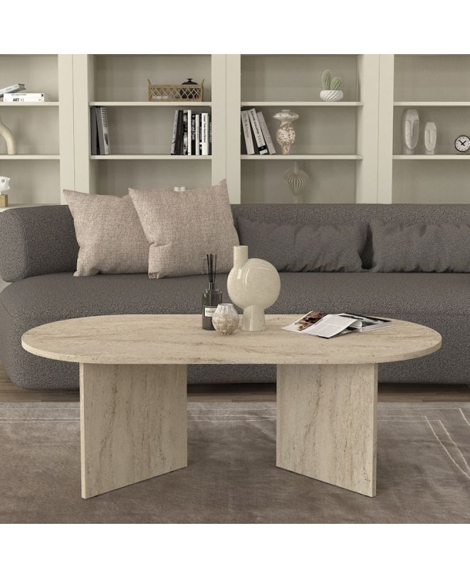 Τραπεζάκι σαλονιού Cortado Megapap χρώμα travertine 120x60x39,6εκ.