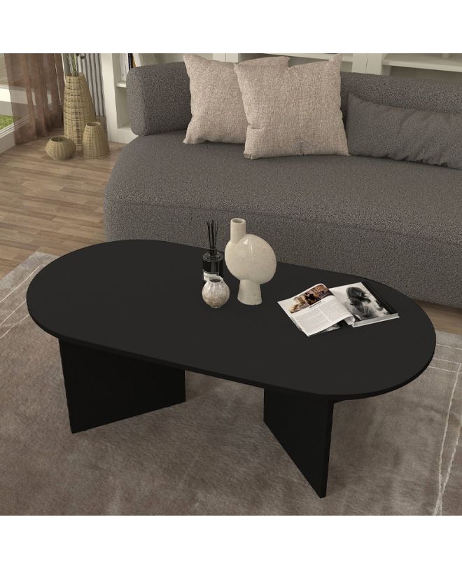 Τραπεζάκι σαλονιού Cortado Megapap χρώμα μαύρο 120x60x39,6εκ.