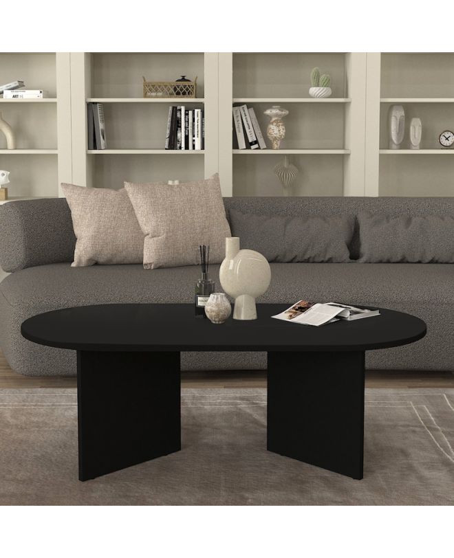 Τραπεζάκι σαλονιού Cortado Megapap χρώμα μαύρο 120x60x39,6εκ.