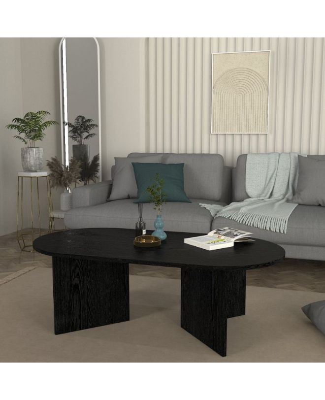 Τραπεζάκι σαλονιού Cortado Megapap χρώμα sencron black 120x60x39,6εκ.