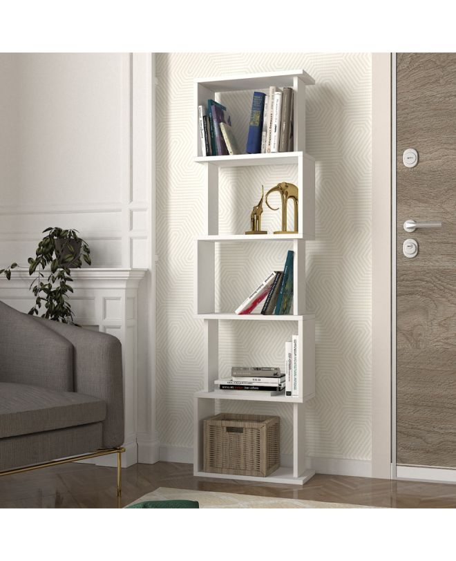 Βιβλιοθήκη Alvina Megapap χρώμα λευκό 45x19,6x158,8εκ.