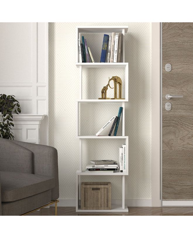 Βιβλιοθήκη Alvina Megapap χρώμα λευκό 45x19,6x158,8εκ.