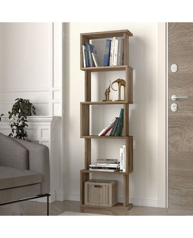 Βιβλιοθήκη Alvina Megapap χρώμα καρυδί 45x19,6x158,8εκ.