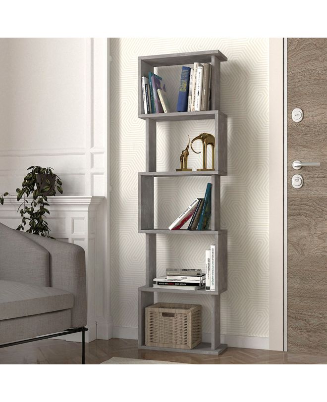 Βιβλιοθήκη Alvina Megapap χρώμα γκρι σκυροδέματος 45x19,6x158,8εκ.