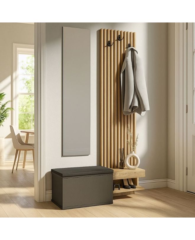 Έπιπλο εισόδου Dumont Megapap χρώμα ανθρακί - sepet oak 104,8x35x198εκ.