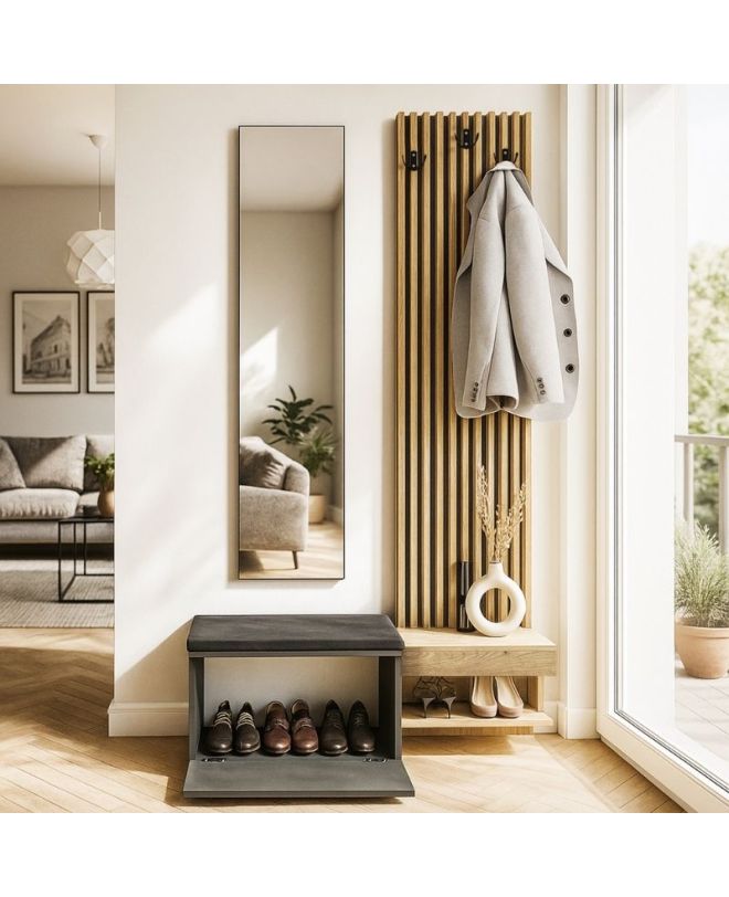 Έπιπλο εισόδου Dumont Megapap χρώμα ανθρακί - sepet oak 104,8x35x198εκ.