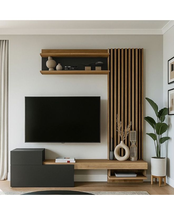 Σύνθεση τηλεόρασης Dumont Megapap χρώμα ανθρακί - sepet oak 180x36,8x200εκ.