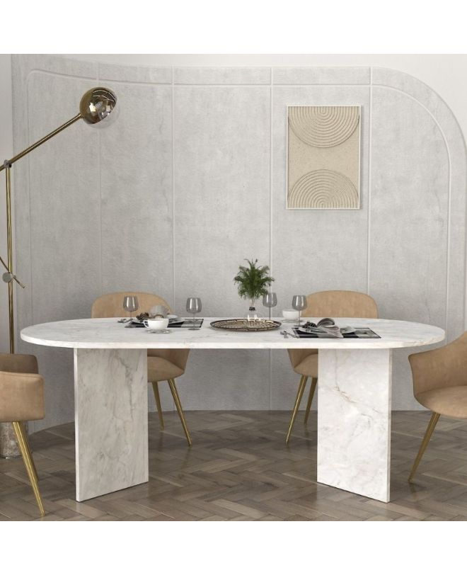 Τραπέζι Cortado Megapap χρώμα λευκό εφέ μαρμάρου 200x90x74εκ.