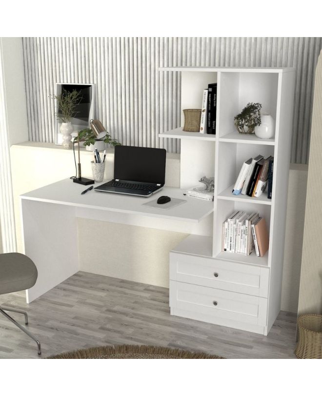 Γραφείο εργασίας Mantra Megapap χρώμα λευκό 155x60x152εκ.