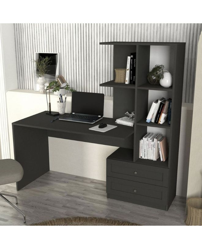 Γραφείο εργασίας Mantra Megapap χρώμα ανθρακί 155x60x152εκ.
