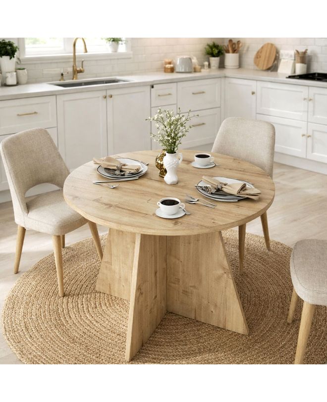 Τραπέζι Tailor Megapap χρώμα sapphire oak Ø100x75,7εκ.