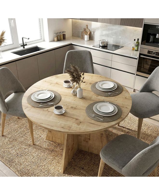 Τραπέζι Tailor Megapap χρώμα sapphire oak Ø120x75,7εκ.