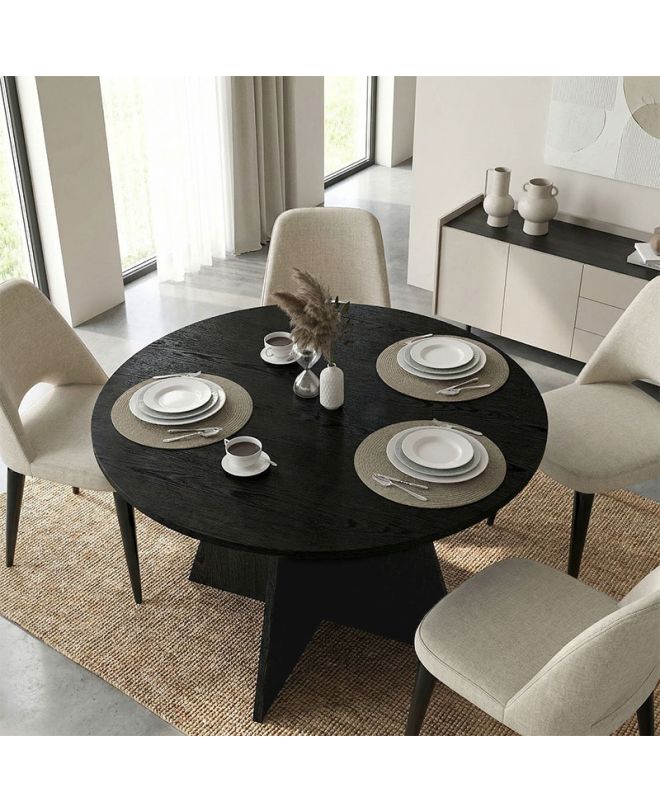 Τραπέζι Tailor Megapap χρώμα sencron black Ø120x75,7εκ.