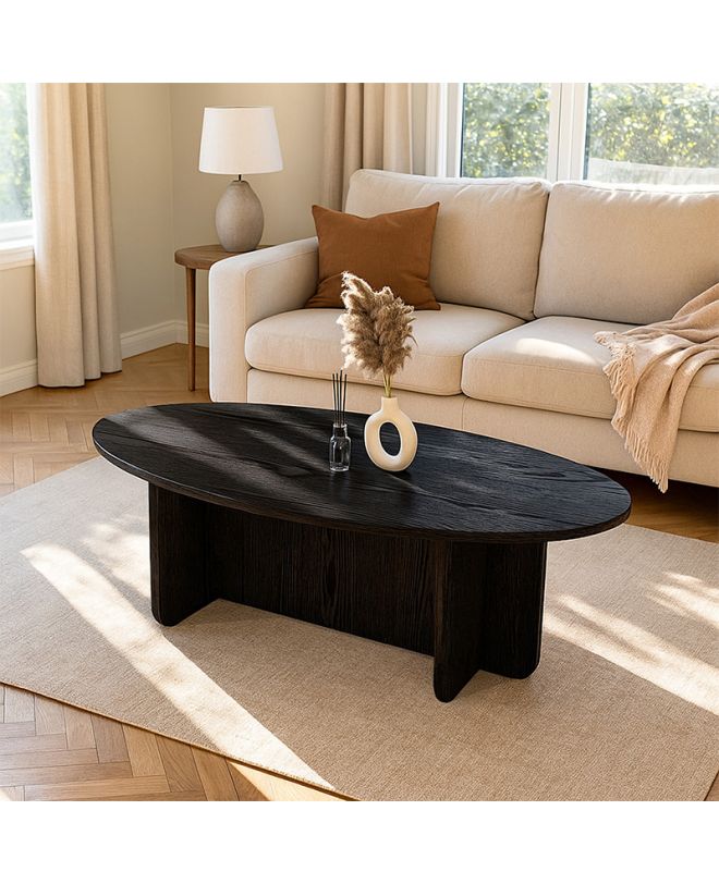Τραπεζάκι σαλονιού Ravey Megapap χρώμα sencron black 120x60x39,8εκ.