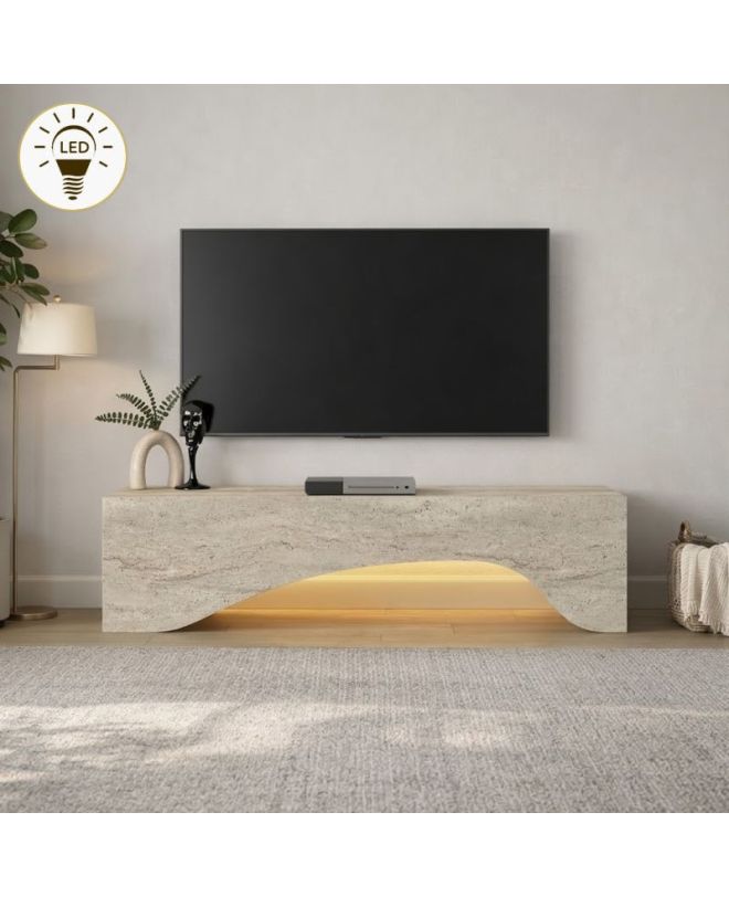 Έπιπλο τηλεόρασης Mara Megapap με LED χρώμα travertine 150x31,4x40εκ.