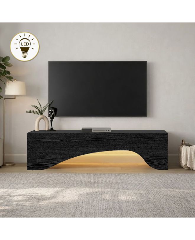 Έπιπλο τηλεόρασης Mara Megapap με LED χρώμα sencron black 150x31,4x40εκ.