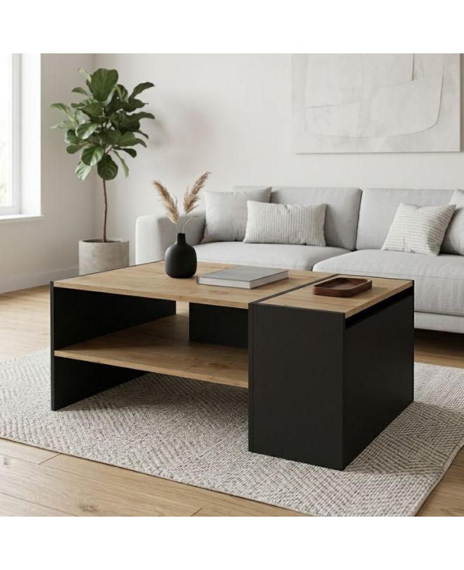 Τραπεζάκι σαλονιού Izia Megapap χρώμα sapphire oak - ανθρακί 110x60x45εκ.