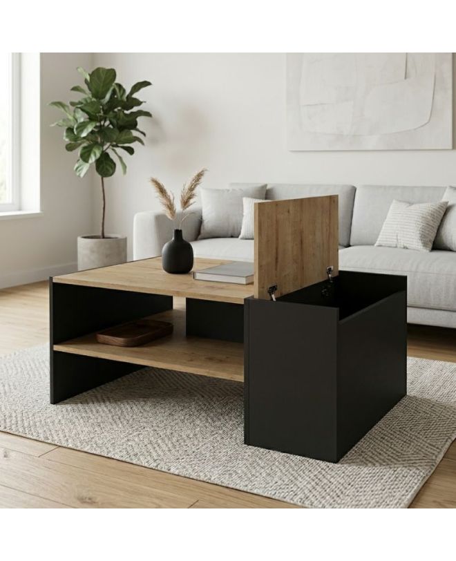 Τραπεζάκι σαλονιού Izia Megapap χρώμα sapphire oak - ανθρακί 110x60x45εκ.