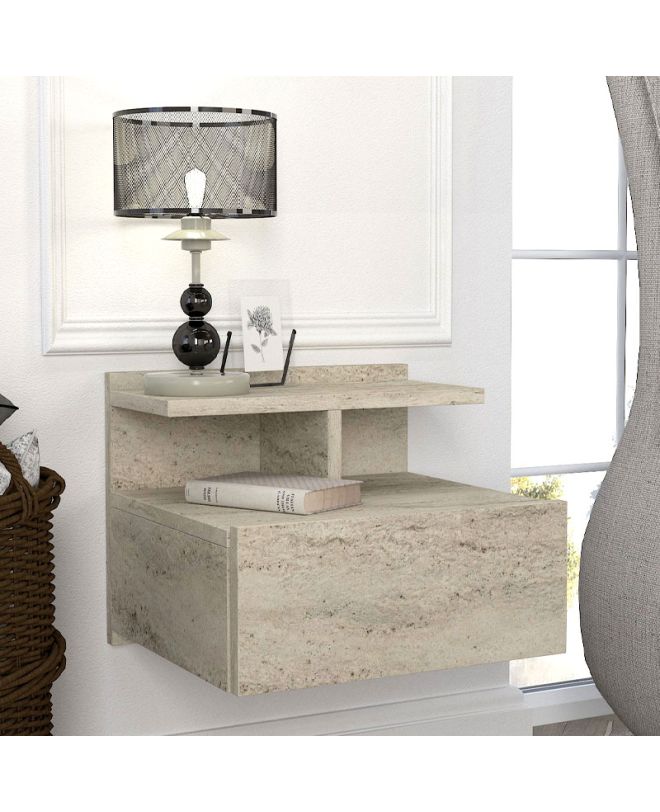 Κομοδίνο επιτοίχιο Mislina Megapap χρώμα travertine 40x33,2x32εκ.