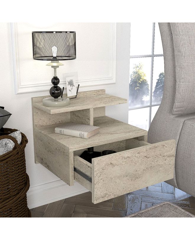 Κομοδίνο επιτοίχιο Mislina Megapap χρώμα travertine 40x33,2x32εκ.