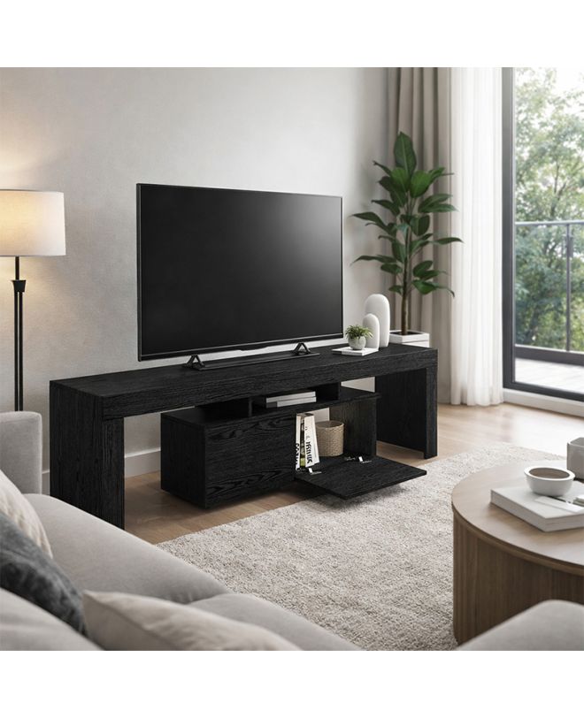 Έπιπλο τηλεόρασης Woodra Megapap χρώμα sencron black 180x31,3x50,2εκ.