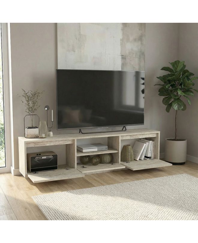 Έπιπλο τηλεόρασης Lumbera Megapap χρώμα travertine 160x29,5x42εκ.