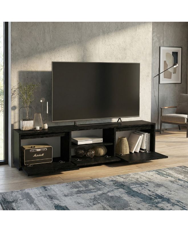 Έπιπλο τηλεόρασης Lumbera Megapap χρώμα sencron black 160x29,5x42εκ.