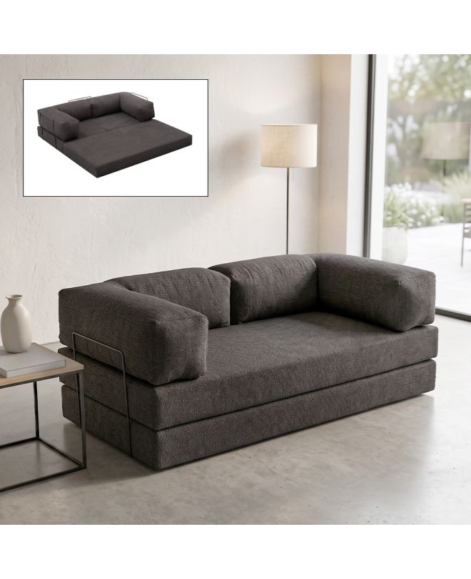 Καναπές - κρεβάτι Comfort Megapap τριθέσιος υφασμάτινος χρώμα ανθρακί 190x95x75εκ.