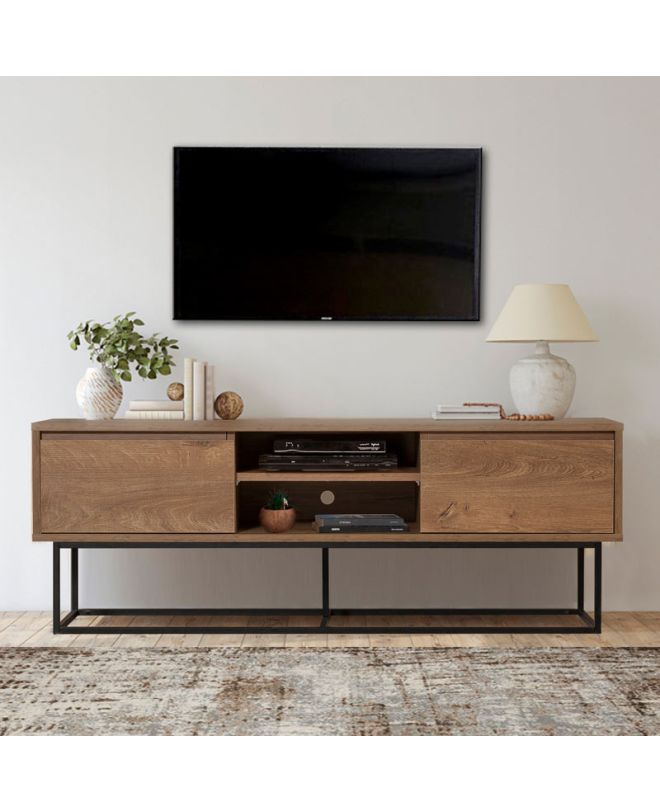 Έπιπλο τηλεόρασης Amedeo Megapap χρώμα καρυδί 140x40x50εκ.